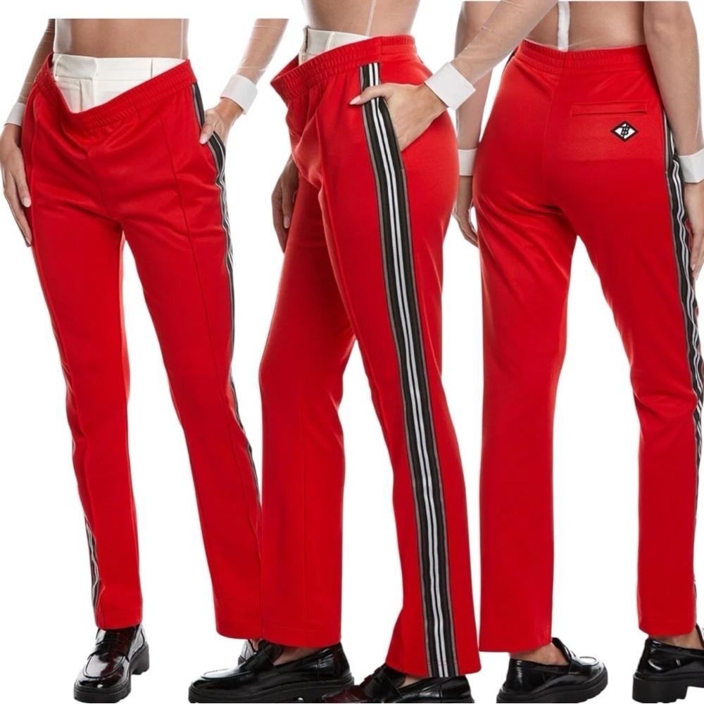 Burberry LUXE Bright Red Wool Blend Track Pant Classic Trouser Women’s Size 8